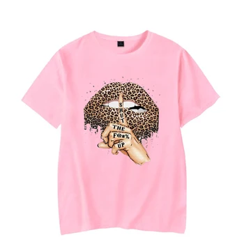 90s Harajuku Viršuje Medvilnės Marškinėliai Moteriški Drabužiai Leopard Lūpų spausdinti Marškinėlius Camisetas Mujer Vasaros Trumpas Rankovėmis Tee Viršūnes Moteris