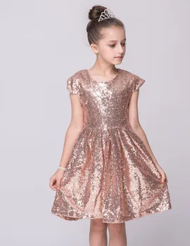 2019 m. Europos ir Amerikos Mergaičių Suknelė China Šalis Suknelė trumpomis Rankovėmis Blizga Princesė Boutique Suknelės Spalvinga-Line Suknelė