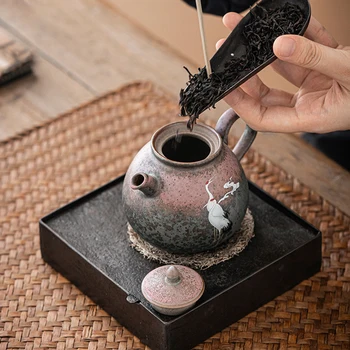 Retro Xishi Keramikos arbatinukas Handpainted Krano Rankų darbo Žalia Kinų Arbatinukas 220-370ml