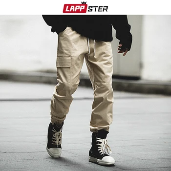 LAPPSTER Streetwear Hip-Hop Krovinių Kelnės Vyrams 2020 Juoda Track Kelnės Atsitiktinis Kišeniniai Kelnės Mens korėjos Stiliaus Poilsiu Kelnės Chaki