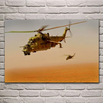 Karinius Mil Mi-24 helicoptor orlaivių gyvenamojo kambario, apdaila, namų meno dekoro medžio rėmo audinio plakatas KF863