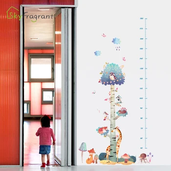 Kūrybos siena lipdukas kūdikių aukštis lipdukai animacinių filmų medžio miegamojo sienų dekoras namų dekoro lipni, vaikų kambario dekoravimas