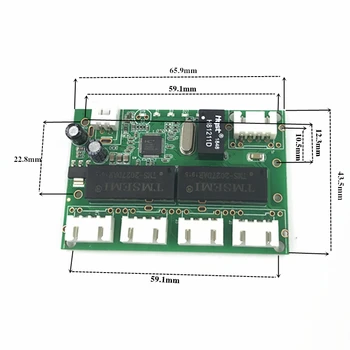 Mini modulis dizaino ethernet switch apygardos valdyba ethernet switch modulis 10/100mbps 5 uostą PCBA valdybos OEM 4 PIN