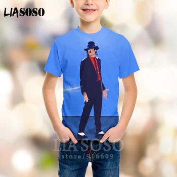 LIASOSO T-marškinėliai Vyrams, Moterims, Hip-Hop Marškinėliai 3D Spausdinimo Vaikai Anime Pop Karalius Michael Jackson Vaikai Streetwear Harajuku Marškinėlius