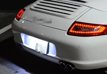 2vnt BALTAS LED LICENCIJOS numerio apšvietimo LEMPUTĖS LEMPOS KLAIDOS NEMOKAMAI 1999-iki 911 Carrera (996 997) Licencijos lempų surinkimas