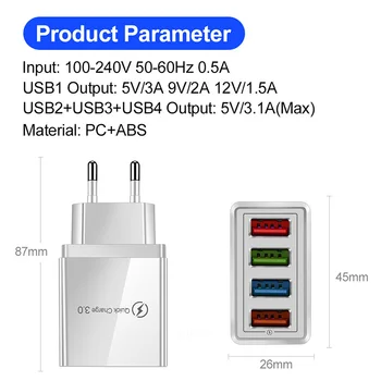 5V 3A ES/JAV Prijunkite USB Įkroviklis Greitai Įkrauti 3.0 Telefono Adapteris, skirtas 