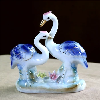 Klasikinis Kinų Dizaino Porceliano Pora Gandras Mažosios Dekoratyvinės Keramikos Krano Mėgėjams Pav Artware Ornamentu Rankdarbių Dovana