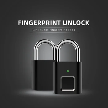 Spynos Užraktas, pirštų Atspaudų Bagažo Lagaminas Lock USB Įkrovimo Metalo Anti-theft Saugos Saugumo Keyless Užraktas