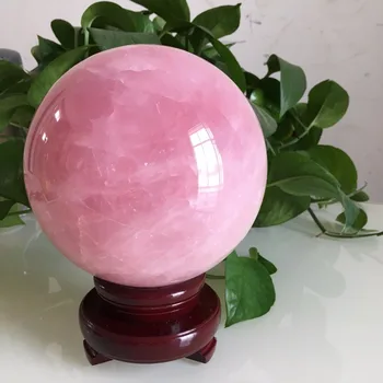 Natūralus Rožinis Rožinė Kvarco Kristalų Gijimas Ball Sferoje + Stovas