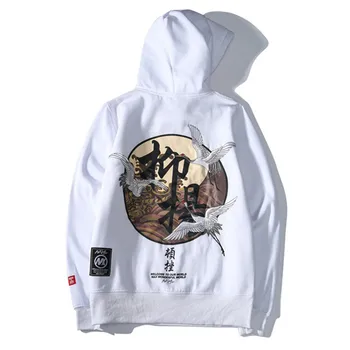 Megztinis Hoodies Vyrų 2020 M. Pavasarį, Rudenį, Hip-Hop Vyrų Atsitiktinis Gobtuvu Palaidinės Streetwear Porų Siuvinėjimo Japonijos Kranai 3XL