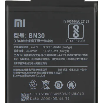 Xiao Mi Originalią Bateriją BN30 Už Xiaomi Mi Redrice Hongmi 4A Autentiški, Telefono Baterija 3120mAh