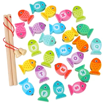 Kūdikių Mediniai Montessori Žaislai Skaitmenų Abėcėlė Magnetiniai Žaislai, Žvejybos Žaidimas, Dėlionės, Žaislų, Anksti Švietimo Žaislai Vaikams Mergina Dovanos