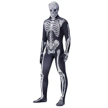 Umorden Puras Halloween Kostiumai Vyrams Mirusiųjų Dienos Baisi Zombie Skeleto Kostiumą Cosplay Zentai Kostiumas