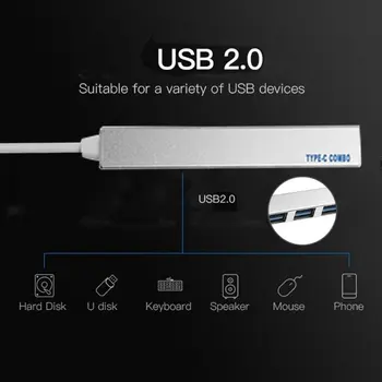 4 in 1 USB 3.1 Tipas-c Hub USB 3.0 Magnio Lydinio centras su TF Skaitytuvo Lizdas 3 Uoste 