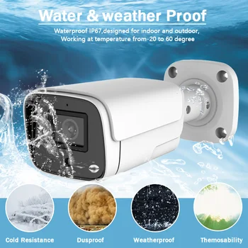H. 265 IP Kamera 5MP/3MP/2MP, Metalo Atveju Vandeniui Lauko CCTV Kameros infraraudonųjų SPINDULIŲ Naktinio Matymo Saugumo Vaizdo Stebėjimo ONVIF P2P