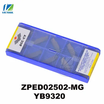 10vnt/box ZCCCT Volframo Karbido atsisveikinimo įrankiai ZPED02502-MG YB9320 cnc Atsisveikinimo įdėklai, tekinimo įrankiai, 2mm