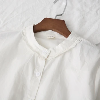 2019 m. vasarą naujas baltos spalvos marškinėliai moterims palaidinė prarasti medvilnės žibintų rankovėmis siuvinėjimo lady elegantiškas marškinėliai topai