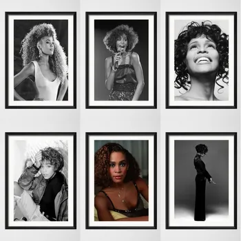 Whitney Houston Super Muzikos Žvaigždė Pop Dainininkė Meno Tapybos Derliaus Drobės Plakatas Sienos, Namų Dekoro