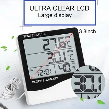 Aukšto Tikslumo Patalpų Kambarys, LCD Elektroninių Temperatūros Drėgmės Matuoklis Skaitmeninis Termometras su Drėgmėmačiu Oras Stotis Žadintuvas