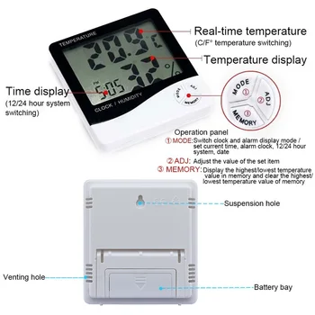 Aukšto Tikslumo Patalpų Kambarys, LCD Elektroninių Temperatūros Drėgmės Matuoklis Skaitmeninis Termometras su Drėgmėmačiu Oras Stotis Žadintuvas