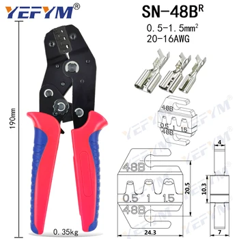 YEFYM SN užspaudimo replės žandikaulio už SKIRTUKO 2.8 4.8 6.3 C3 XH2.54 2510 plug izoliacija vamzdis terminalo įrankiai (žandikaulio plotis 4mm/replės 190mm)