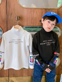 Berniukų Vilnos Pamušalu Paminkštintas Šiltas Išlaikyti Žemiausią Marškinėliai 2020 Naujų Vidutinės ir Didelės korėjos Stiliaus Žiemos Vaikų Drabužių Viršų