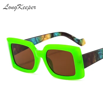 LongKeeper Fluorescencinė Žalia Akiniai nuo saulės Moterims, Vyrams Aikštėje Saulės Akiniai Derliaus Street Rodyti Punk Atspalvių Gafas de sol