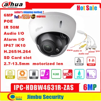Dahua IP Kameros 6MP POE IPC-HDBW4631R-ZAS 2.7~13,5 mm varifocal motorizuotas objektyvas IR30M built-in SD kortelės lizdas garso 1/1 signalizacijos 1/1