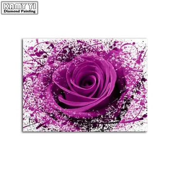 Naujas 5D diamond tapybos purple Rose serija piktogramą kvadratiniu gręžimo 3d siuvinėjimo diamond mozaikos kalnų krištolas kryžiaus namų puošybai