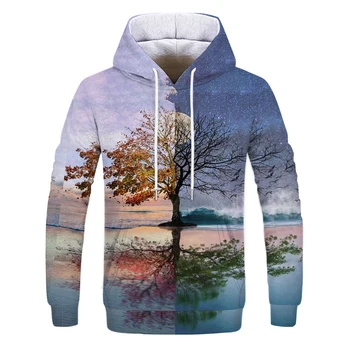 Gražus gamtos peizažas berniukai rudens ir žiemos patogus puloveriai vyrų mados hoodies atsitiktinis gobtuvu palaidinės kraštovaizdžio