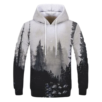 Gražus gamtos peizažas berniukai rudens ir žiemos patogus puloveriai vyrų mados hoodies atsitiktinis gobtuvu palaidinės kraštovaizdžio