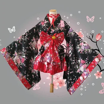 VOCALOID MIKU Cosplay Custum Skraiste Suknelė Kimono Moterų Girl Anime Japonijos Yukata Sakura Kawaii Helovinas Lolita Šukuosena