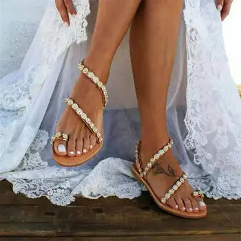Mados Versija Kristalų Europos Stiliaus Prabangus Butas Sandalai Moterims 2020 Plus Size 35-44 Pirmaujančių Tendencija