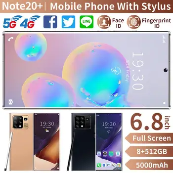Smartphonach Galax Note20U+ Snapdragon865 Pasaulio Versija 6.8 Colių 8G 256G 12 GB 512 GB 24MP Kamera, 