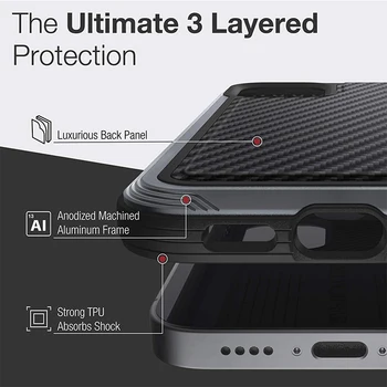 X-Doria Gynybos Lux Telefono dėklas Skirtas iPhone 12 mini Pro Max atveju,Karinės Klasės Lašas Išbandyti, Anoduoto Aliuminio