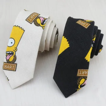 (1pcs/lot)Geltona Simpson modelis/Juoda ir balta dvispalvis/populiarių animacinių filmų kaklaraištis Saulės berniukas institutas vėjo laisvalaikio tendencija