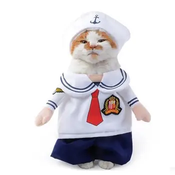 NACOCO Šuo Sailor Kostiumai karinio jūrų Laivyno Kostiumas su Skrybėlę, Helovinas, Kalėdos, Gyvūnėlių Kostiumai Šuniuką ir Katę