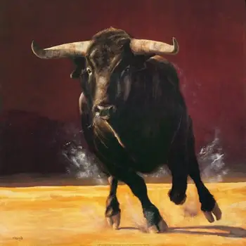 Nemokamas pristatymas ispanų bulių drobė spausdina naftos tapyba ant drobės realistas gyvūnų tapybos sienų apdailai nuotrauką