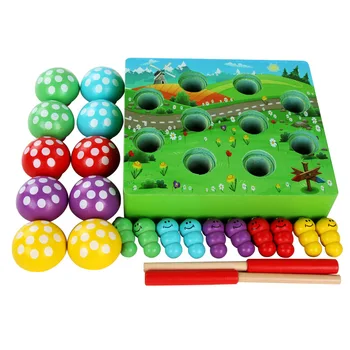 Montessori Mediniai Žaislai Magnetinio Žaidimai Žvejybos Žaislas Grybų Miško Sugauti Žaidimas Kirminas Švietimo Įspūdį Žaislai Vaikams Mergina Dovana
