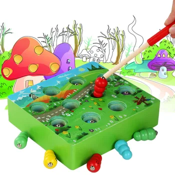 Montessori Mediniai Žaislai Magnetinio Žaidimai Žvejybos Žaislas Grybų Miško Sugauti Žaidimas Kirminas Švietimo Įspūdį Žaislai Vaikams Mergina Dovana