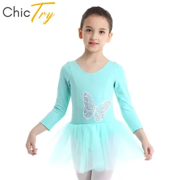 ChicTry Vaikai Drugelis China Baleto Mdc Tiulio Šokių Suknelė Mergaitėms Medvilnės Ilgomis Rankovėmis Baleto Leotard Vaikų Etape Kostiumas