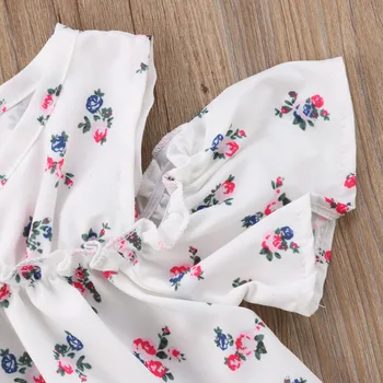 JAV Akcijų Kūdikiui Baby Girl Off Peties Gėlių T-shirt Džinsinio audinio Kelnės Šortai Komplektai