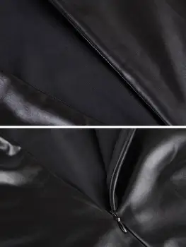 Moterų mados plonas apvalkalas, elastinga blizgios juodos odos suknelė panele seksuali šokių klubas eksploatacinių parametrų juoda latekso odos suknelė R656