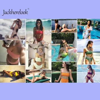 Jackherelook Prekės Dizaineris Jamaikos Vėliavos Spausdinti Moterų Paplūdimio Seksualus Maudymosi Ponios Dviejų dalių Push-Up Bandeau Biquini Brazilijos