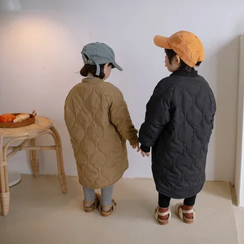 2020 M. Žiemos Naujų Vaikai Ilgai Medvilnės Striukės Korėjos Kietas Storas Užtrauktukas Berniukų, Mergaičių Šiltas Dangomis, Vaikams Drabužiai Vaikams Ilgai Outwear
