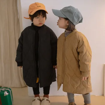 2020 M. Žiemos Naujų Vaikai Ilgai Medvilnės Striukės Korėjos Kietas Storas Užtrauktukas Berniukų, Mergaičių Šiltas Dangomis, Vaikams Drabužiai Vaikams Ilgai Outwear