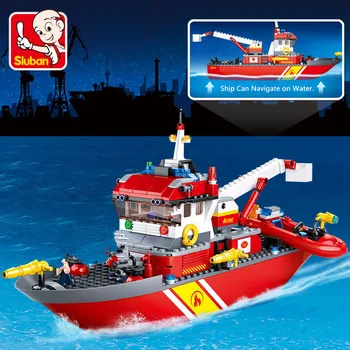 429Pcs Miesto Priešgaisrinės Policijos Jūrų Gelbėjimo Valtis Laivo Modelį, Statyba Blokai Rinkiniai Kūrėjas įrangos pardavimas, biuro įrangos Brinquedos Plytos, Švietimo, Vaikams, Žaislai