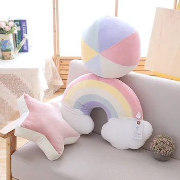 Fantastiškas dangus serijos Pagalvė įdaryti Mėnulis krintanti žvaigždė Vaivorykštė pliušiniai žaislai soft shell pagalvėlės kūdikio miego Pagalvės namų dekoro naujas