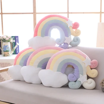 Fantastiškas dangus serijos Pagalvė įdaryti Mėnulis krintanti žvaigždė Vaivorykštė pliušiniai žaislai soft shell pagalvėlės kūdikio miego Pagalvės namų dekoro naujas
