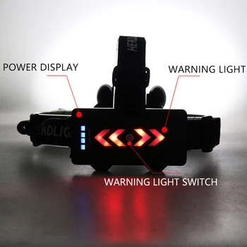 6 Objektyvo XHP50 LED Žibintai Kūno Judesio Jutiklis, Žibintų USB Įkrovimo Galvos Priekinis Žibintas atsparus Vandeniui Galvos Žibintuvėlis Galvos Žibintuvėlis